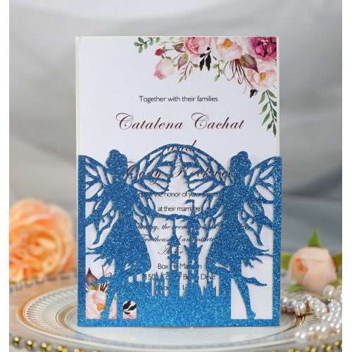 Party Invitation Card Butterfly Faery Greeting Card Laser Cut Glitter Paper